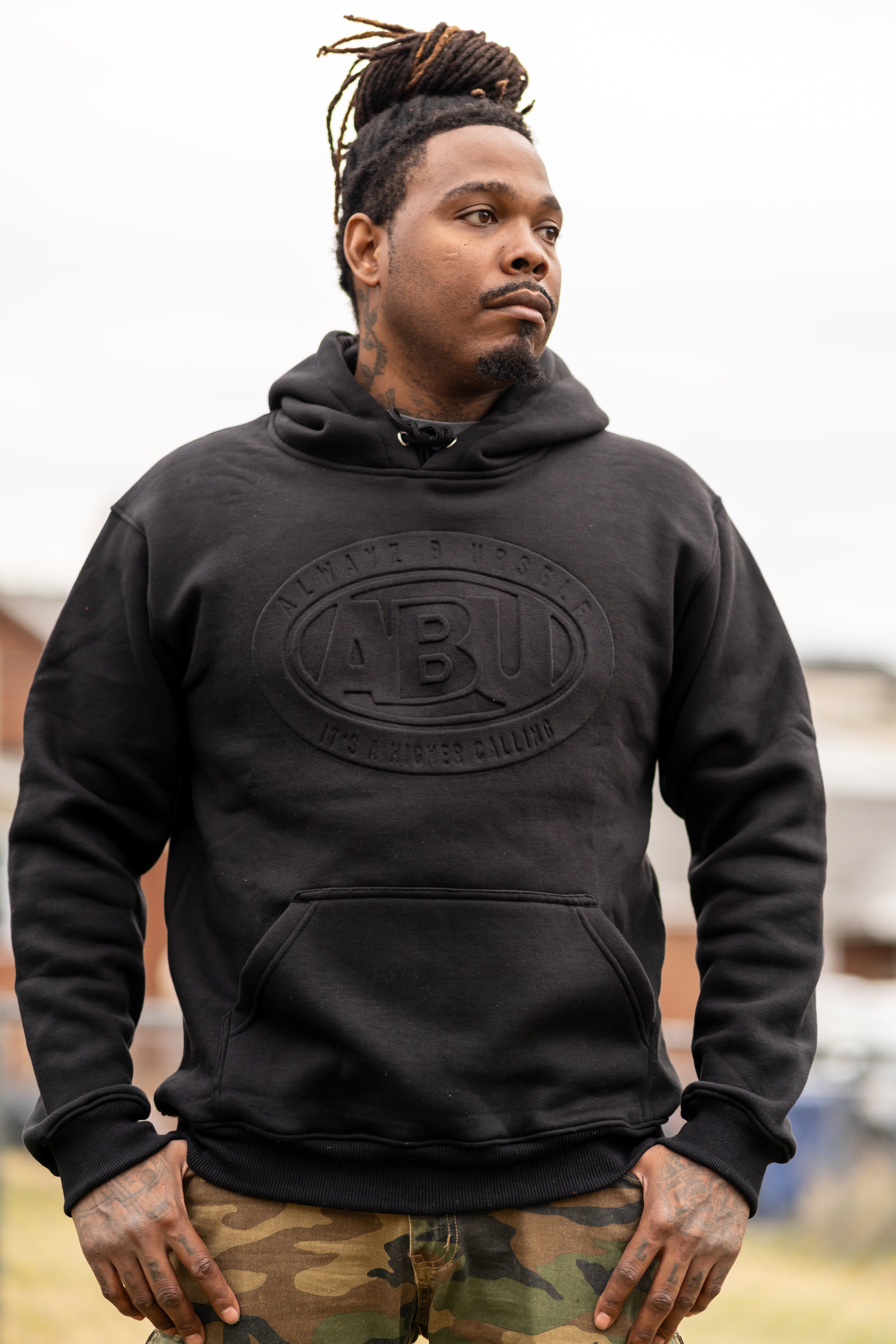 Embossed ABU Hoodie - Black