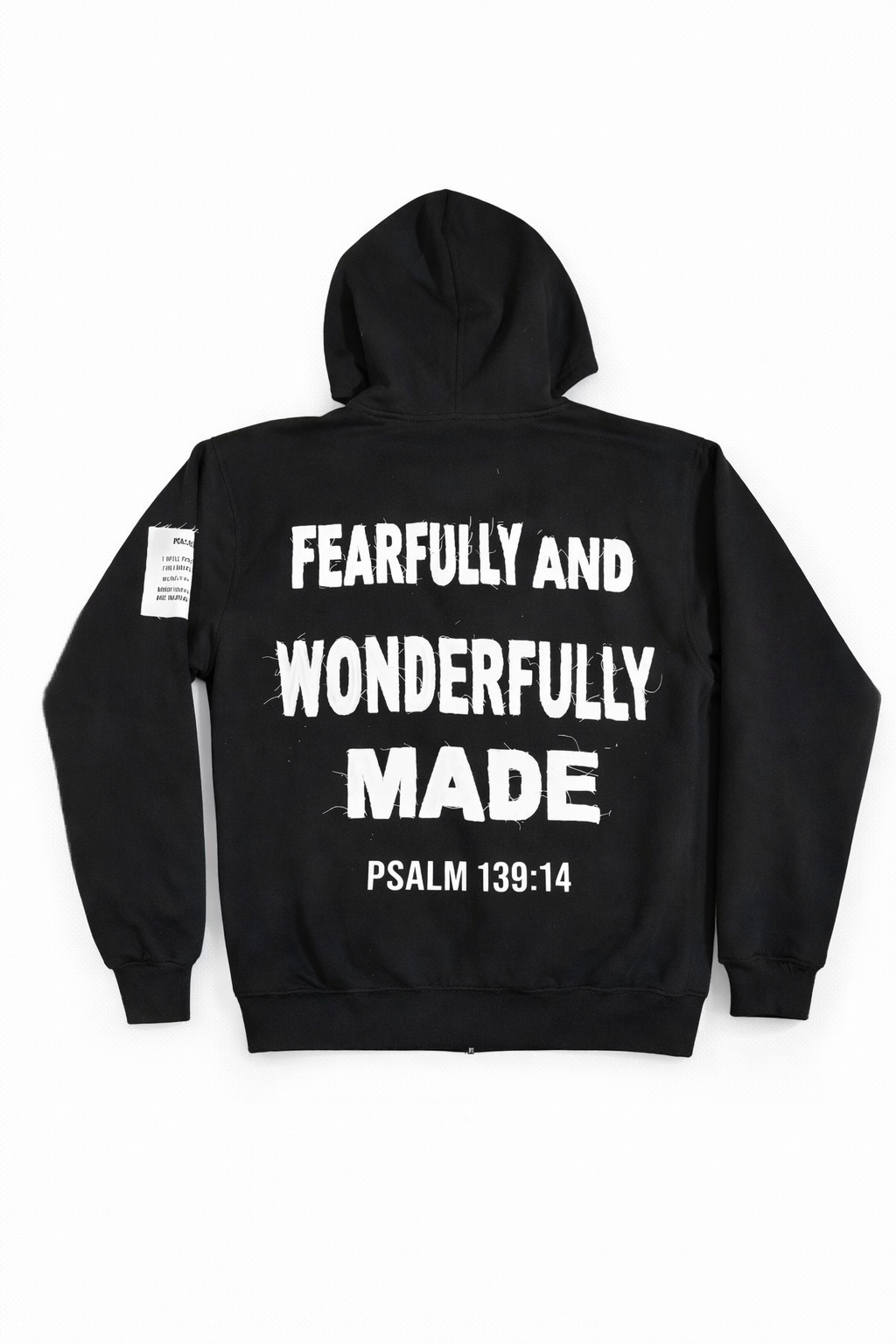 Psalms 139:14 Distressed Zip Hoodie - Black