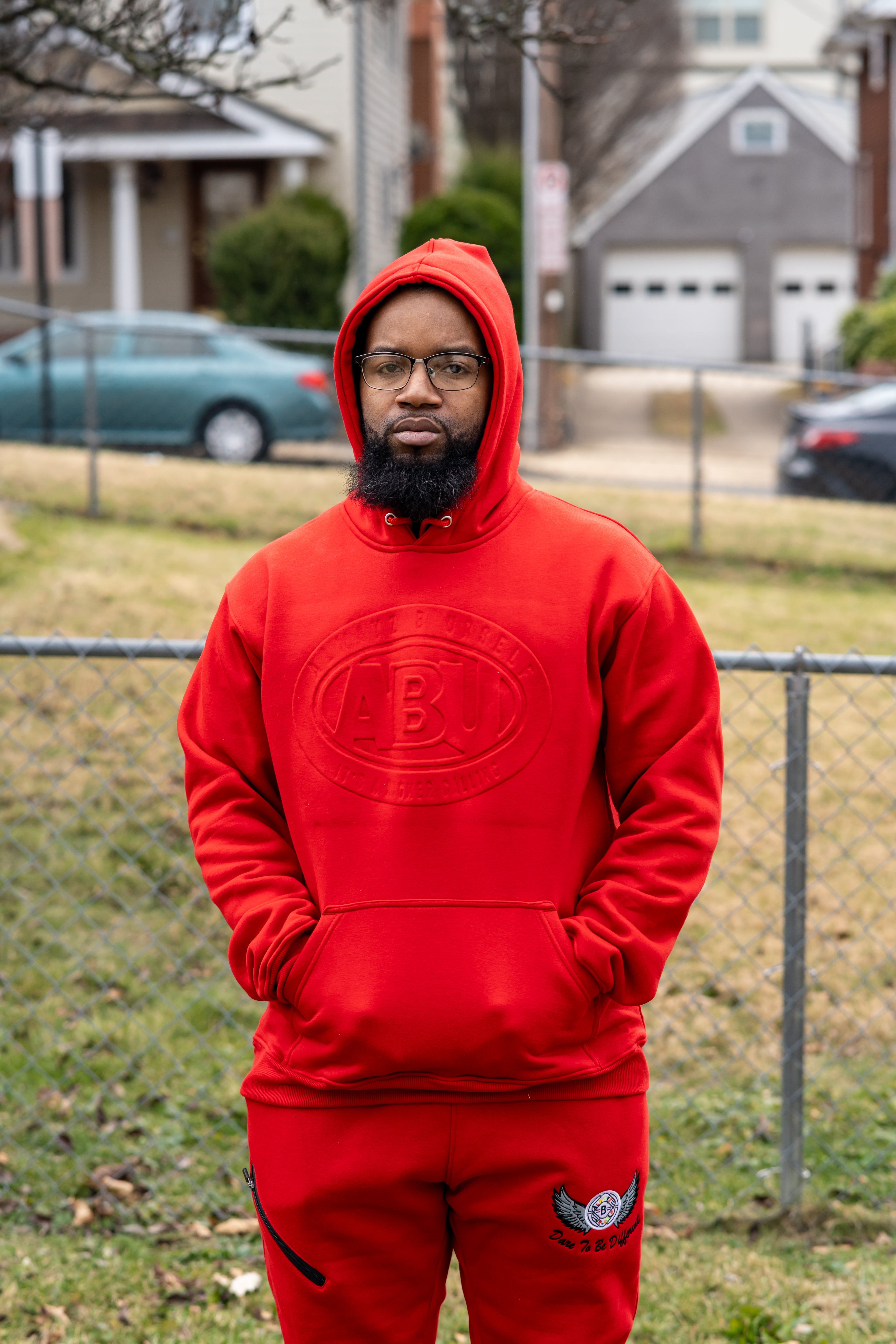 Embossed ABU Hoodie - Red