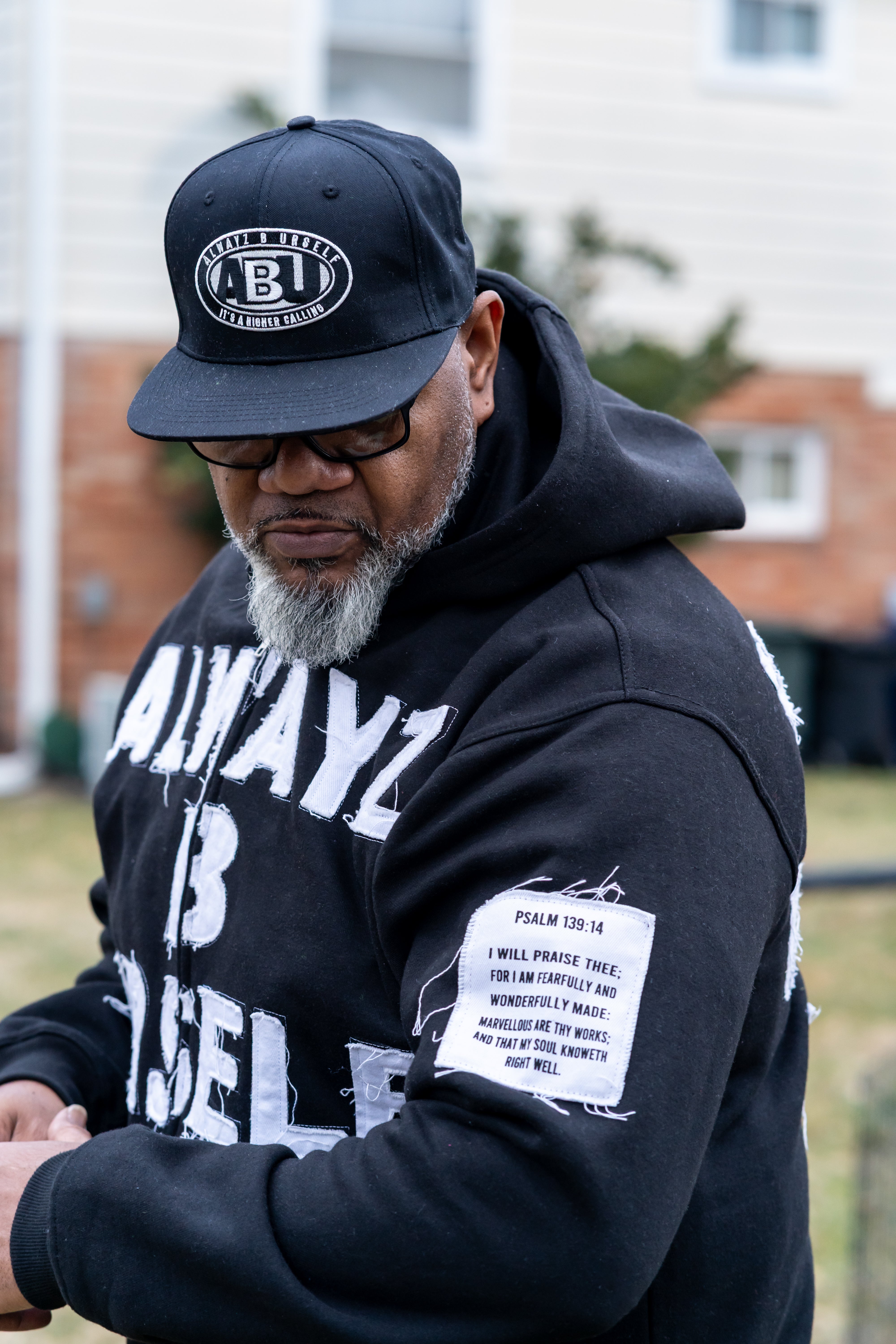 Psalms 139:14 Distressed Zip Hoodie - Black