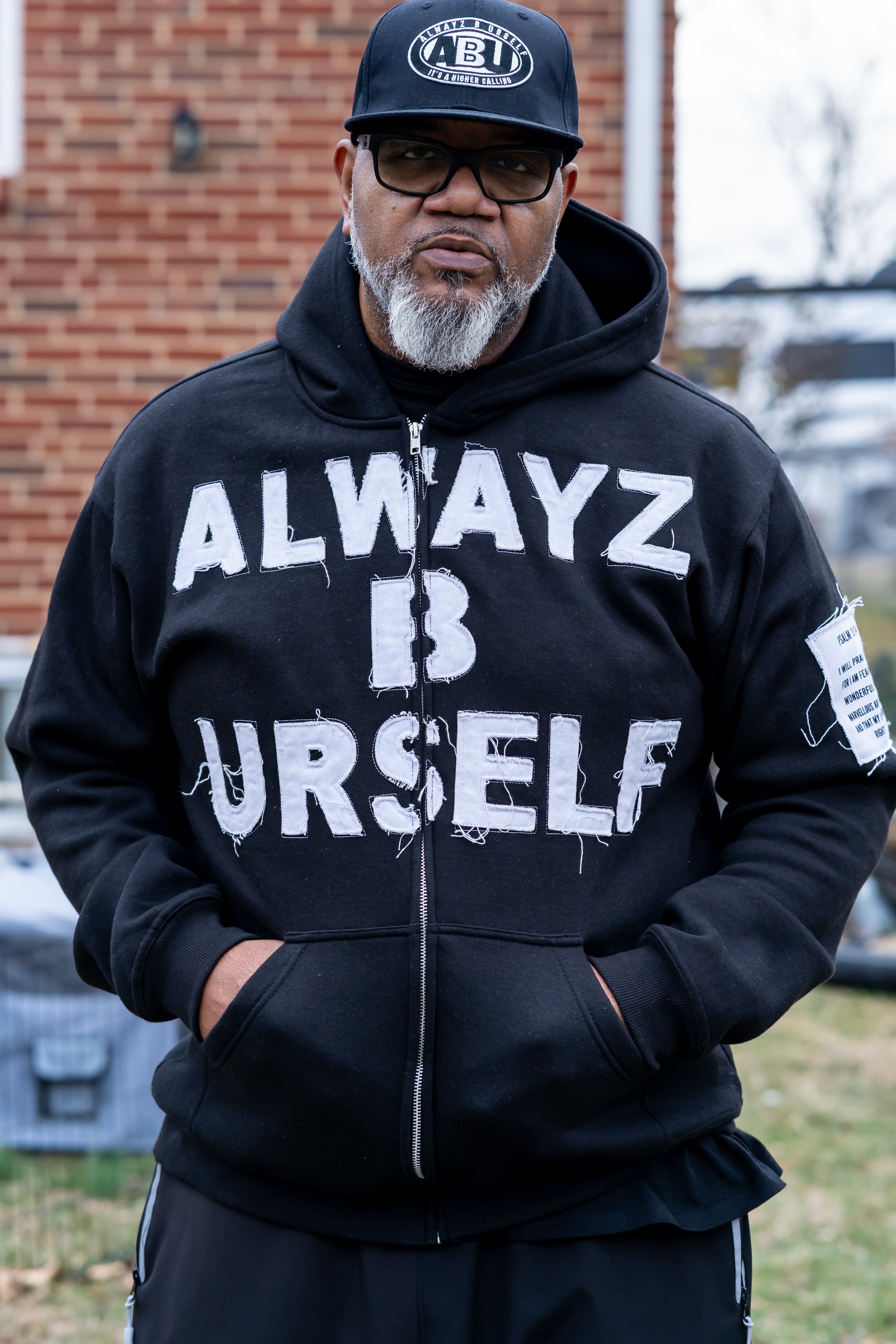 Psalms 139:14 Distressed Zip Hoodie - Black