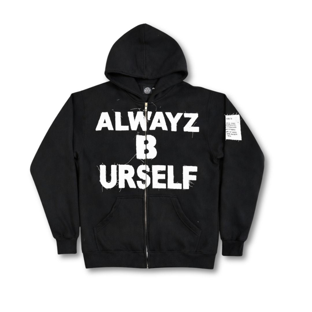 Psalms 139:14 Distressed Zip Hoodie - Black